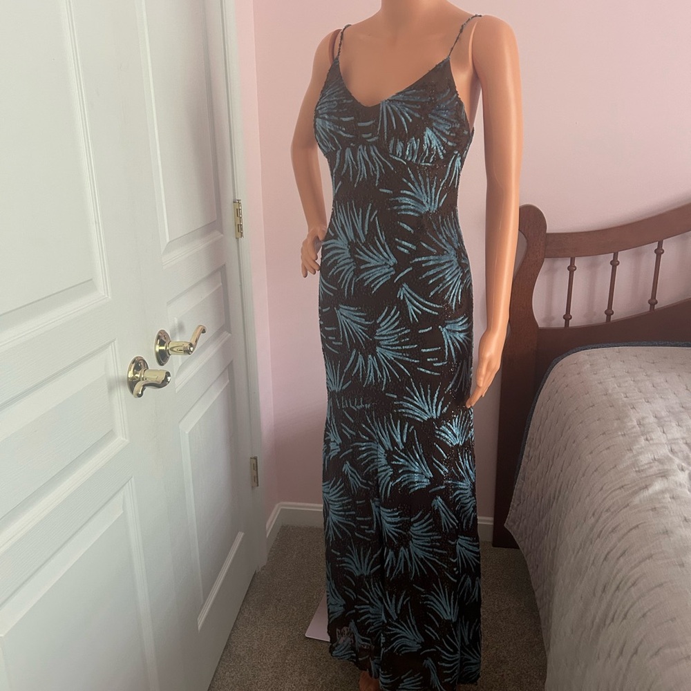 Yigal Azrouel Brown and Blue maxi Dress